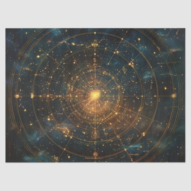 Papel De Seda Mapa Celestial das Estrelas do ouro (3) (Frente )