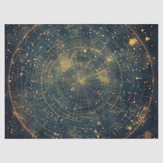 Papel De Seda Mapa Celestial das Estrelas do ouro (4) (Frente )