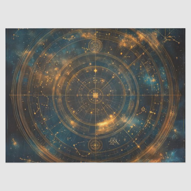 Papel De Seda Mapa Celestial de Estrelas do ouro (Frente )