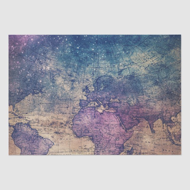Papel De Seda Mapa Celestial Vintage Roxo Gótico (Frente )