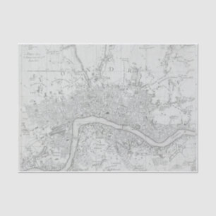 Papel De Seda Mapa da cidade de Londres antiga e negra