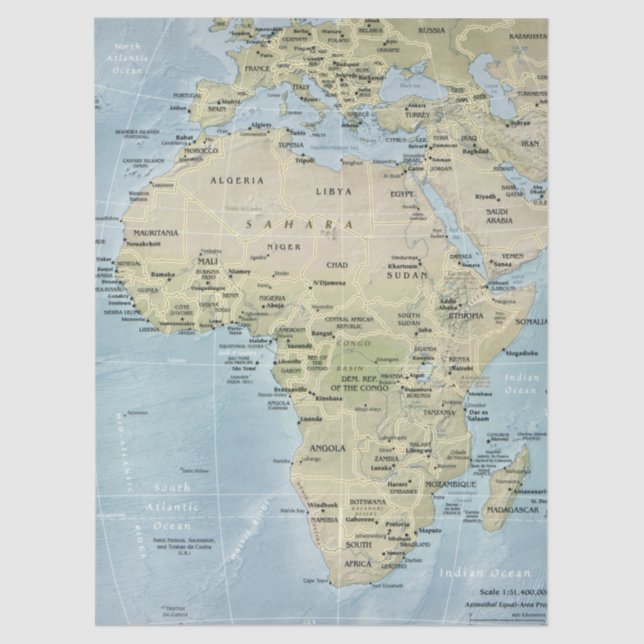 Papel De Seda Mapa da dissociação africana (Frente )