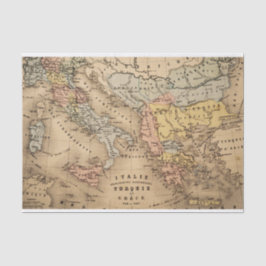 Papel De Seda Mapa da Itália, Turquia e Grécia