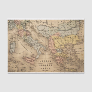Papel De Seda Mapa da Itália, Turquia e Grécia