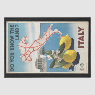 Papel De Seda Mapa da Itália viagens vintage com Limões