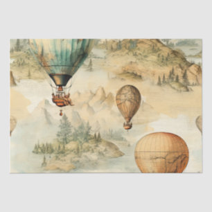 Papel De Seda Mapa da Montanha de Balão de Ar Quente Caprichoso