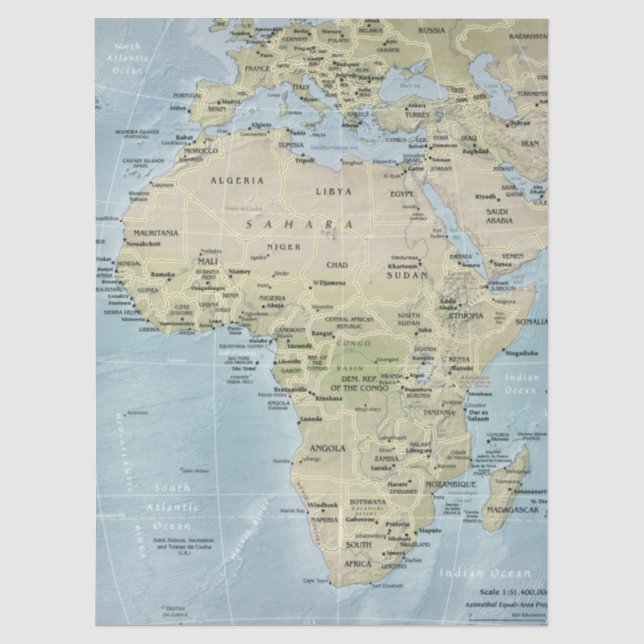 Papel De Seda Mapa de África Decoupage (Frente )