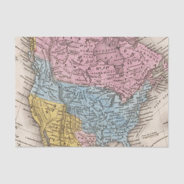 Papel De Seda Mapa de America do Norte 2 (Frente )