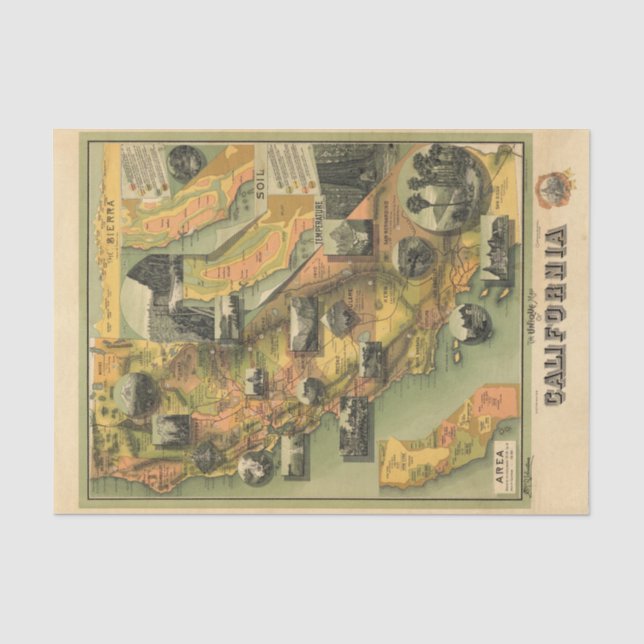 Papel De Seda Mapa de Califórnia (Frente )