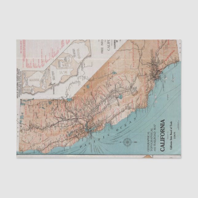 Papel De Seda Mapa de Califórnia 2 (Frente )