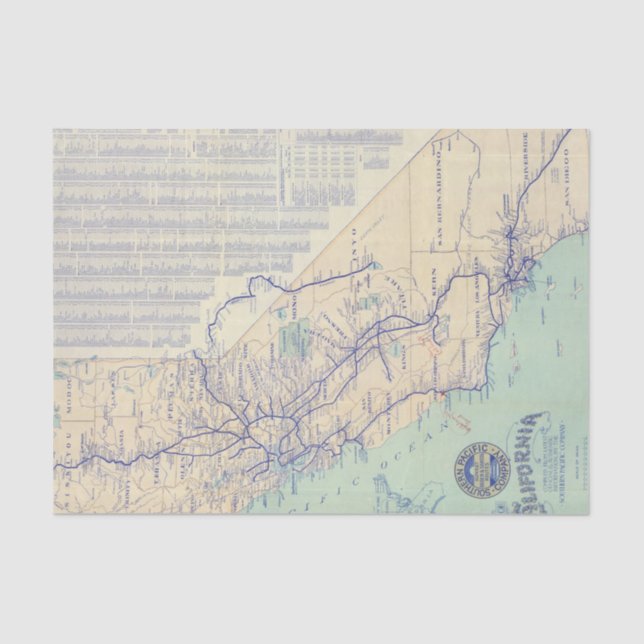 Papel De Seda Mapa de Califórnia 4 (Frente )