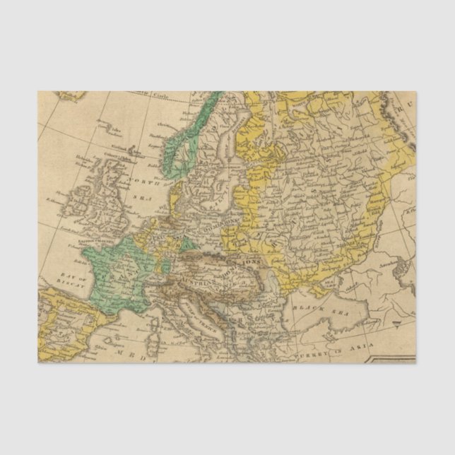 Papel De Seda Mapa de Europa por Worcester (Frente )