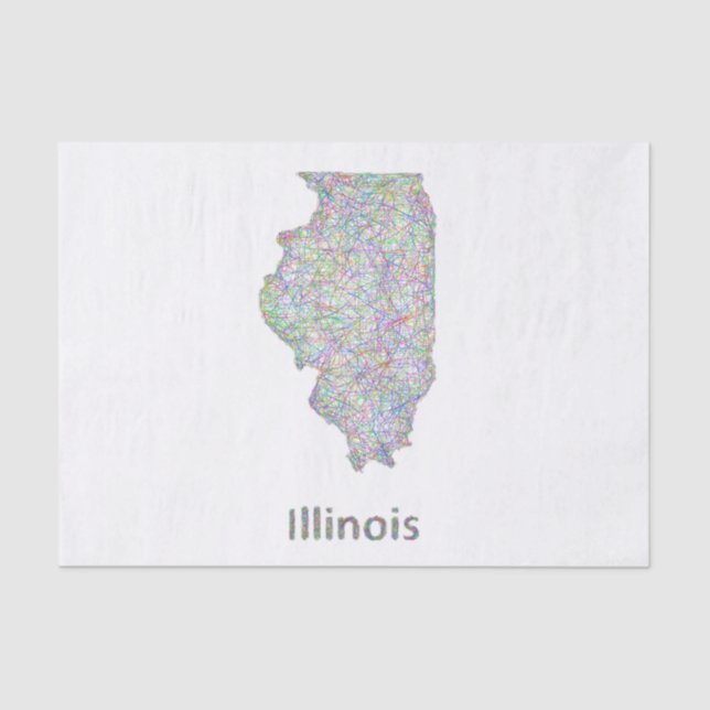 Papel De Seda Mapa de Illinois (Frente )