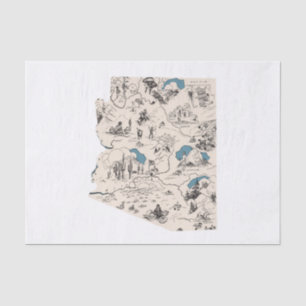 Papel De Seda Mapa de Imagens da Vintage da Arizona