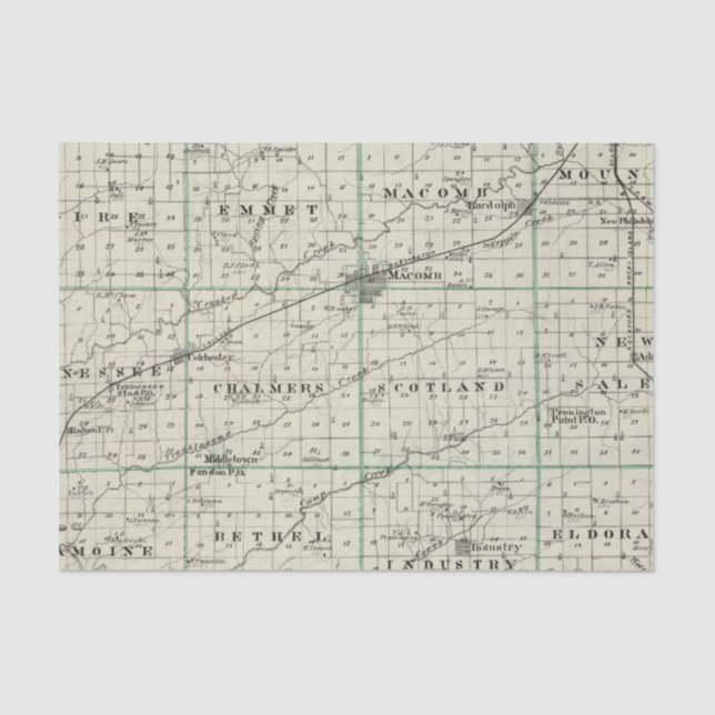 Papel De Seda Mapa de McDonough County, Rushville (Frente )