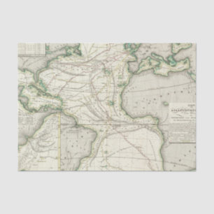 Papel De Seda Mapa de Oceano Atlântico