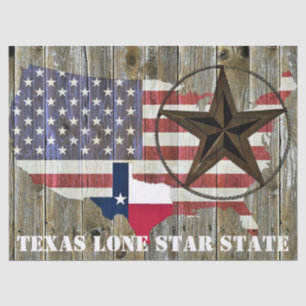 Papel De Seda Mapa de Sinalizador do Estado do Texas Lone Star