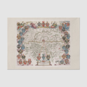 Papel De Seda Mapa de Velho Mundo colorido das figuras & dos