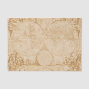 Papel De Seda Mapa de Velho Mundo Tan do vintage Decoupage