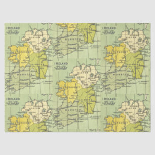 Papel De Seda Mapa de Vintage da Irlanda - 1603-1714 - Disoupage