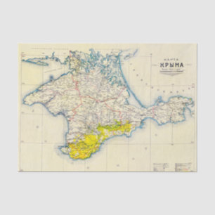 Papel De Seda Mapa de Vintagens da Crimeia, Ucrânia, Região de