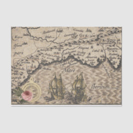 Papel De Seda Mapa de Vintagens e Barcos à vela