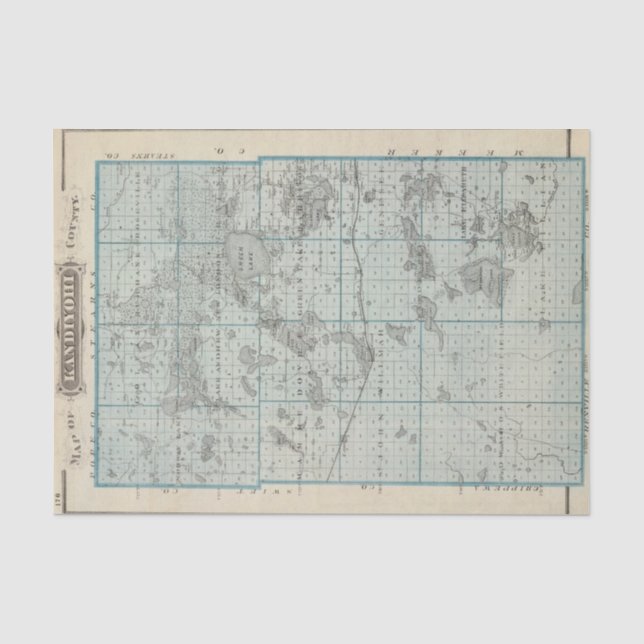 Papel De Seda Mapa do condado de Kandiyohi, Minnesota (Frente )