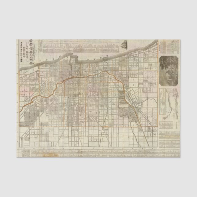 Papel De Seda Mapa do guia de Blanchard de Chicago (Frente )