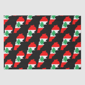 Papel De Seda Mapa do Líbano com Bandeira