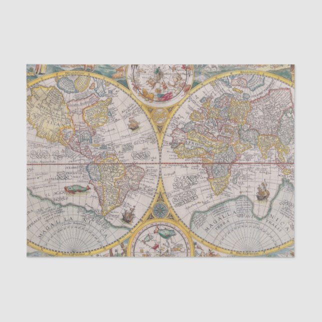 Papel De Seda Mapa do mundo medieval desde 1525 (Frente )