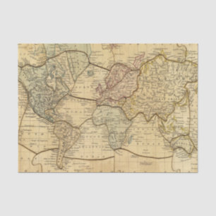 Papel De Seda Mapa do mundo na projeção de Mercators