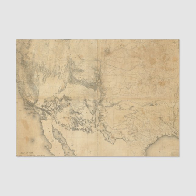 Papel De Seda Mapa do território dos Estados Unidos (Frente )