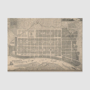 Papel De Seda Mapa do vintage do savana Geórgia (1818)