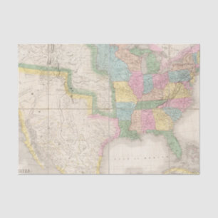 Papel De Seda Mapa dos Estados Unidos de America do Norte