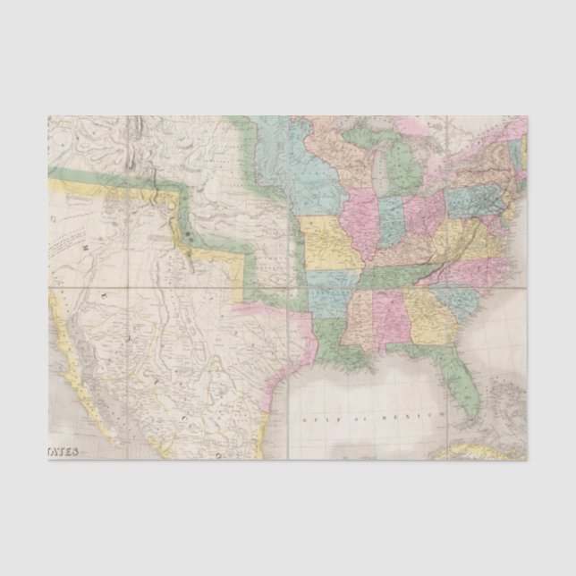 Papel De Seda Mapa dos Estados Unidos de America do Norte (Frente )