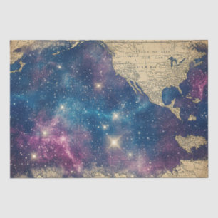Papel De Seda Mapa Estelar Vintage Roxo Encantado
