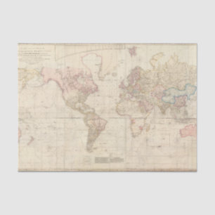 Papel De Seda Mapa Mercator do Mundo 