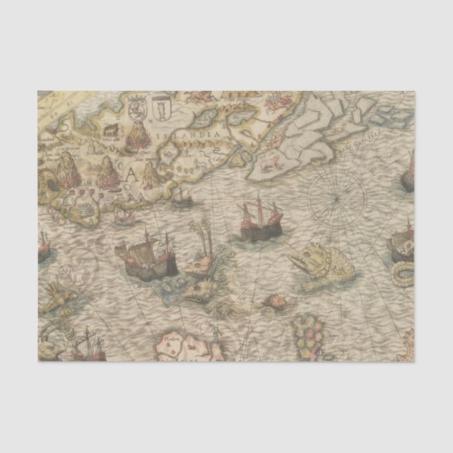 Papel De Seda Mapa Mitológico Vintage (Frente )
