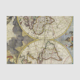 Papel De Seda Mapa Mundial Antigo