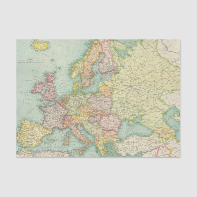Papel De Seda Mapa político de Europa (Frente )