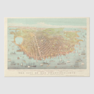 Papel De Seda Mapa Restaurado do Vintage San Francisco, Desligam