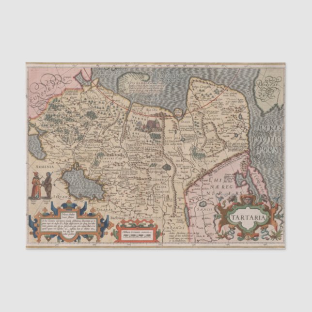 Papel De Seda Mapa Tartário da Vintage (Frente )