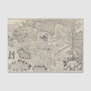 Papel De Seda Mapa Tartário da Vintage