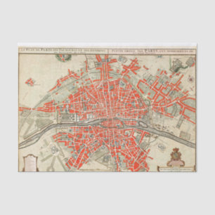 Papel De Seda Mapa Vintage de Paris (1721-1774)