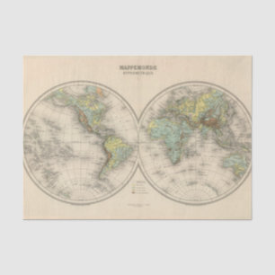 Papel De Seda Mapas hipsométricos do mundo