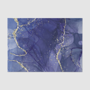 Papel De Seda Marble Real Blue Glitter Cracking