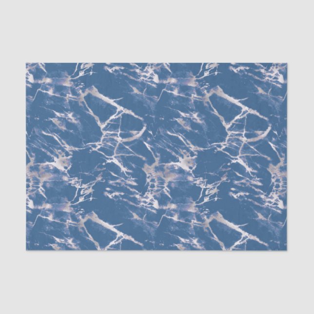 Papel De Seda Marble Silver Azul (Frente )