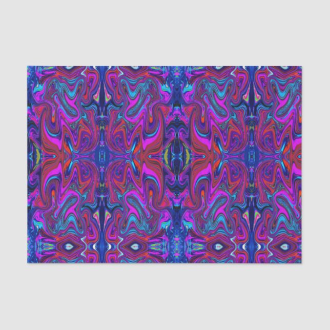 Papel De Seda Marbled Magenta, Blue and Red Abstract Art (Frente )