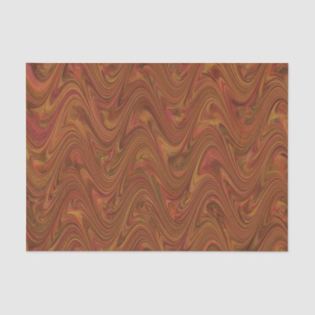 Papel De Seda Marbling Brown Orange Green Pattern (Frente )