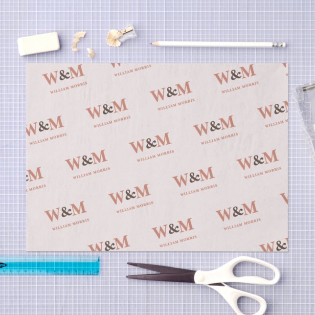 Papel De Seda Marca Empresarial Boho Rosa Bege Terracota (Arte )